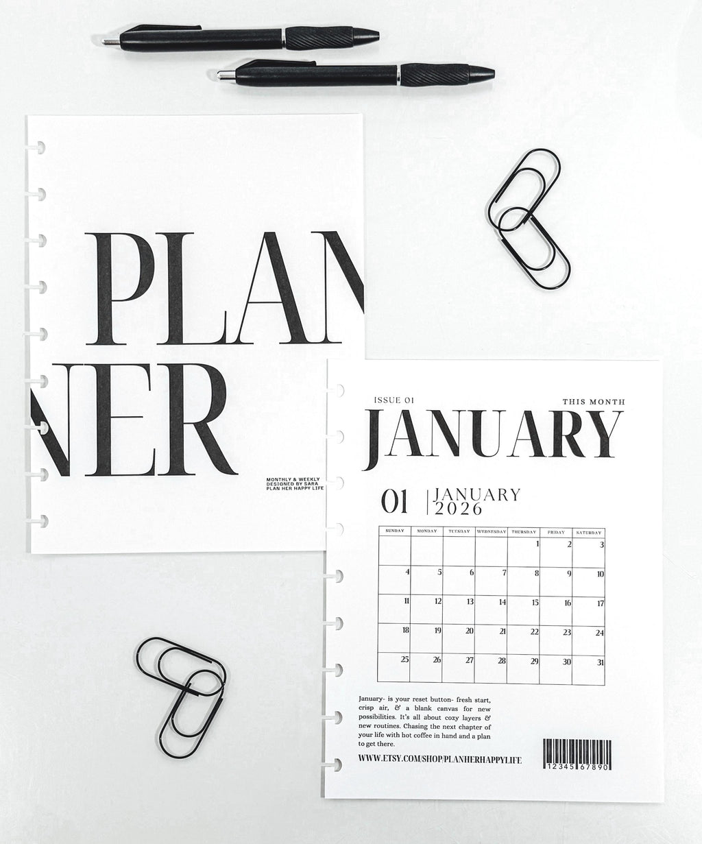 2026 Monthly Planner Inserts